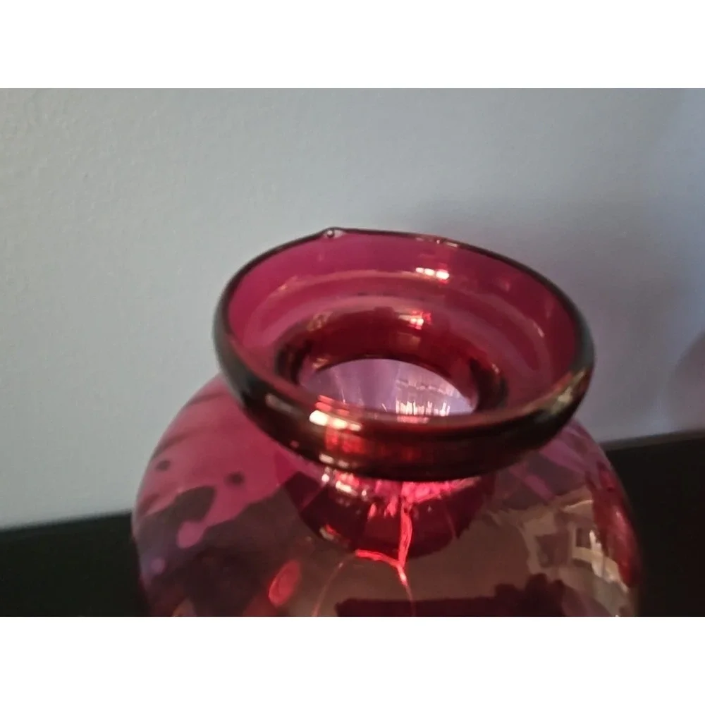 Vintage Cranberry Ruby Red Ribbed Bulbous 6